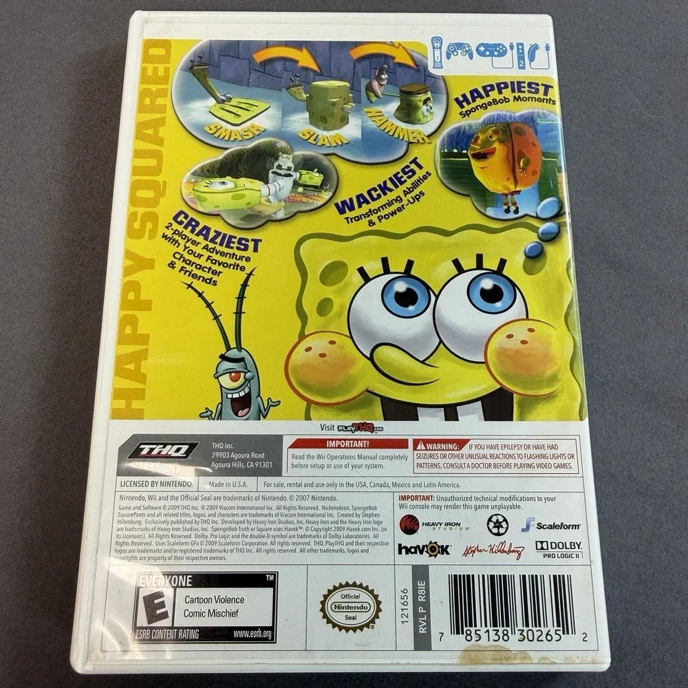 SpongeBob's Truth or Square Nintendo Wii 2009 THQ Cib Complete Mint Tested